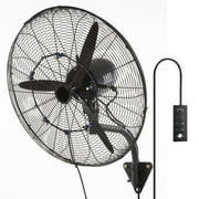 VEVOR Wall-Mount Misting Fan Oscillating Metal Fan 29.5'' 3 Speed Waterproof