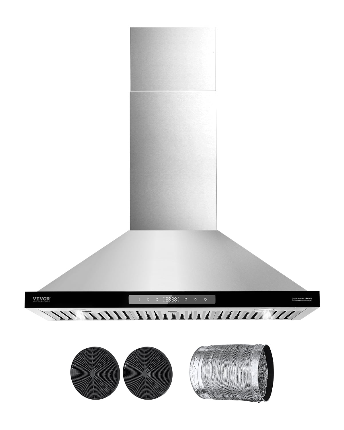 VEVOR Wall Mount Range Hood, 36 inch Chimney-Style Ceiling Mount Vent, 800 CFM Stainless Steel Kitchen Stove Hood with Gesture & Touch Control, LED Light, Baffle Filters, Ducted/Ductless Convertible