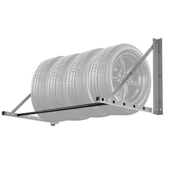 VEVOR Wall Mounted Folding Tire Rack,32" - 48" Adjustable Tire Rack, Q235 Heavy-Duty Steel Tire Storage Rack for R14-R20 inch Standard Tires,Max 300lbs Load Capacity for Garage Workshop Repair Shop
