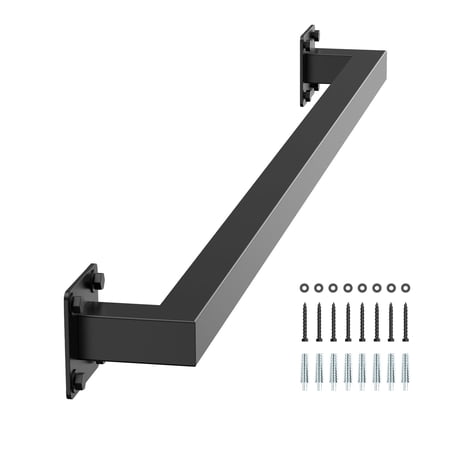 VEVOR Wall Mounted Stair Handrail, 3ft Black Iron Staircase Handrail Indoor, 250lbs Load Capacity, Industrial Railing Hand Rail for Steps, Square Tube for Loft Porch Deck, 2 Sections