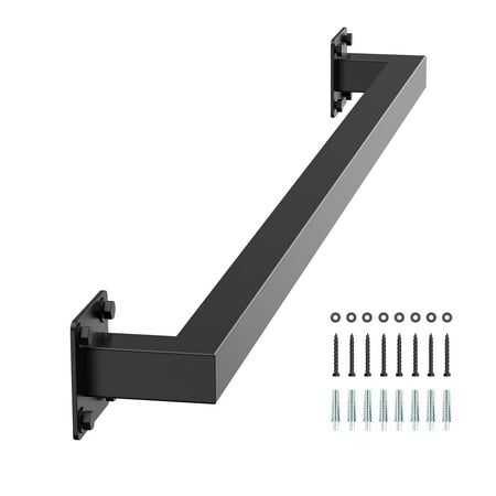 VEVOR Wall Mounted Stair Handrail, 4ft Black Iron Staircase Handrail Indoor, 250lbs Load Capacity, Industrial Railing Hand Rail for Steps, Square Tube for Loft Porch Deck, 2 Sections