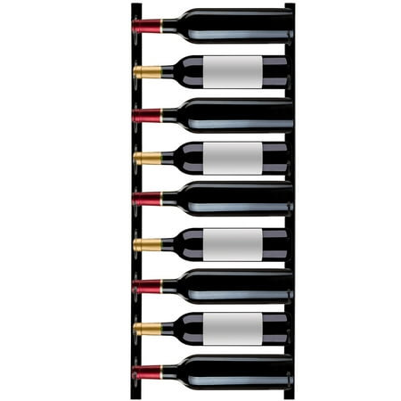 VEVOR Wall Mounted Wine Rack 9 Bottles,Wine Holder Towel Rack Black Steel Vertical Wine Rack, Modern Decorative Wall Mounted Wine Bottle Holder, Forward Design Simple Storage Wall Rack 35x6x1"
