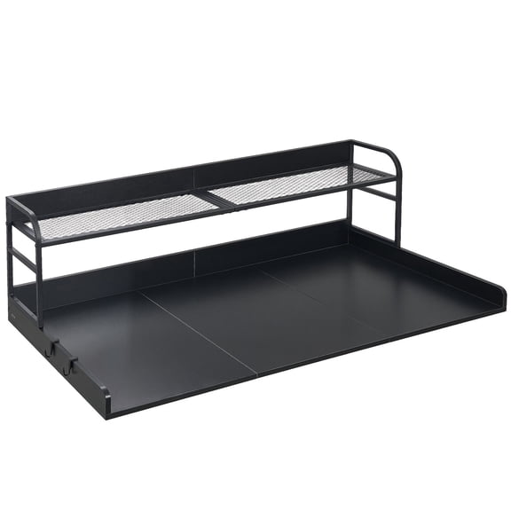 VEVOR Washer Dryer Countertop with Shelf, 54 x 27.5 in Wooden Washer and Dryer Topper with Edge and 2 Hooks, Laundry Machine Topper for Laundry Closet Pantry Counter Organization and Storage, Black