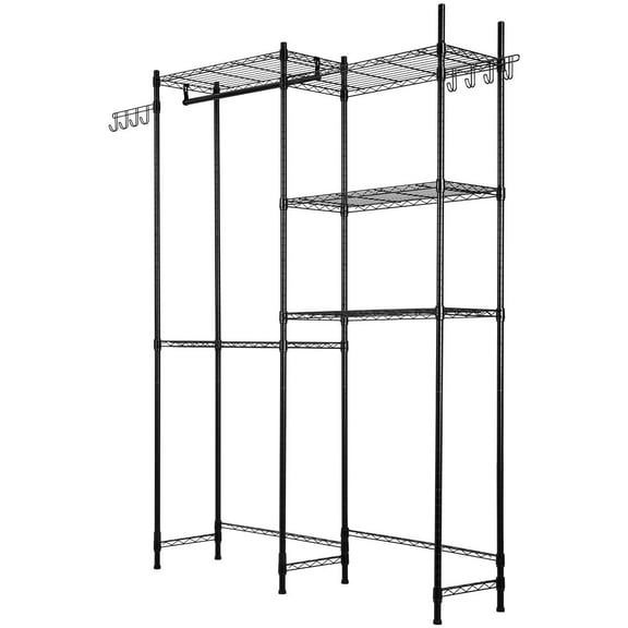 VEVOR Over Washer and Dryer Storage Shelves, 5 Tiers Laundry Room Drying Rack with Hanger Rod and Hooks, Two Rows Adjustable Washer Shelves Space Save