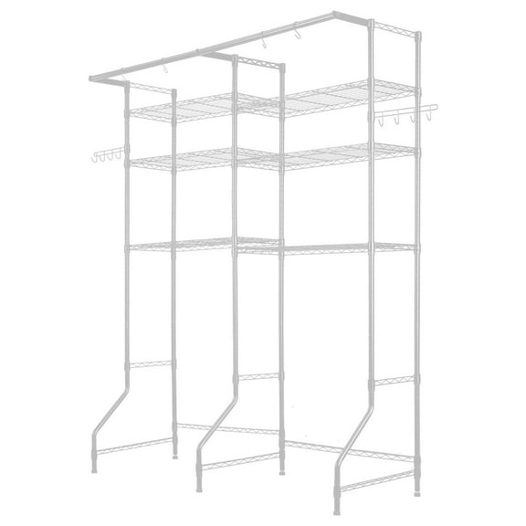 VEVOR Over Washer and Dryer Storage Shelves, 6 Tiers Laundry Room Drying Rack with Hanger Rod and Hooks, Two Rows Adjustable Washer Shelves Space Saver, for Laundry Room Storage & Organizati