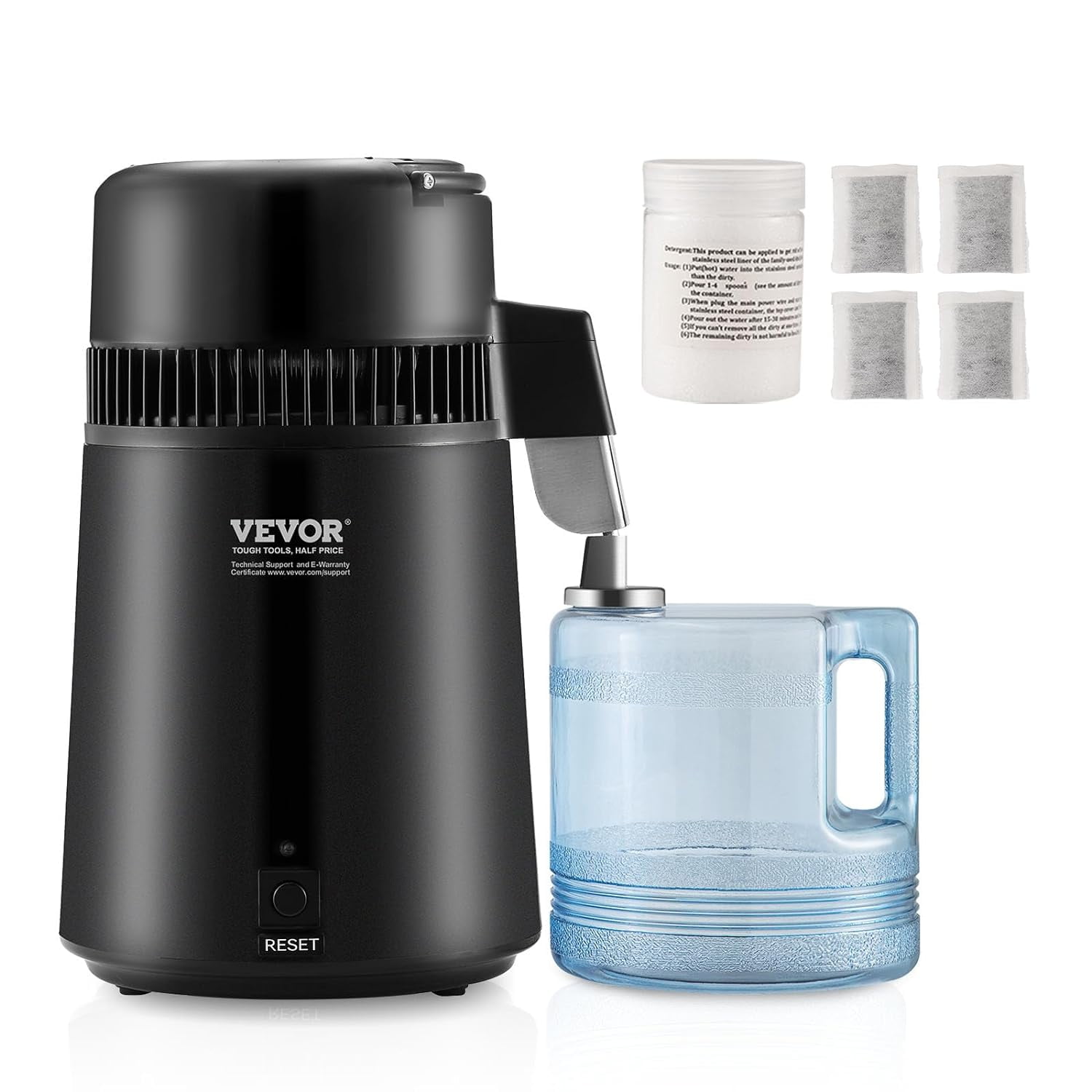 VEVOR Water Distiller, 4L 1.05 Gallon Pure Water Purifier Filter for