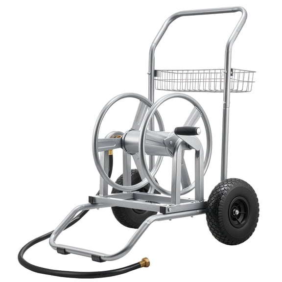 VEVOR Water Hose Reel Cart, 200/300ft High-Pressure Garden Hose Cart, Hoses Reel Carts with Two Wheels, Handle & Heavy-Duty Mesh Storage Basket, Dual-Purpose Portable Hoses Reels for Garden, Car, Pet