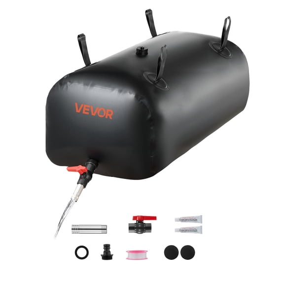 VEVOR Water Storage Bladder, 30 Gal Collapsible Water Storage Bag, Wear-Resistant 1000D PVC Soft Waters Bag, Leakproof Camping Tank Containers for Garden Irrigation RV Emergency Use, Black