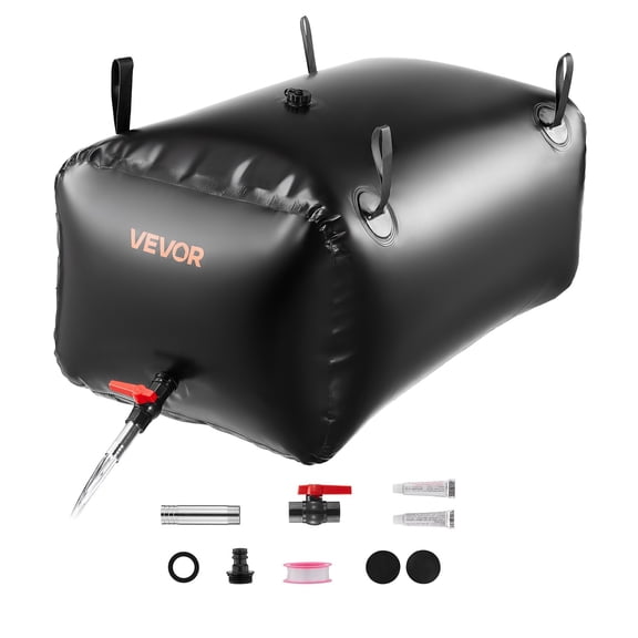 VEVOR Water Storage Bladder, 63.4 Gal Collapsible Water Storage Bag, Wear-Resistant 1000D PVC Soft Waters Bag, Leakproof Camping Tank Containers for Garden Irrigation RV Emergency Use, Black