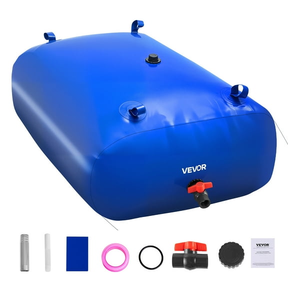 VEVOR Water Storage Bladder, 87 Gallon (330L) Water Storage Container Tank, 1000D PVC Large Capacity Soft Bag Bladder, Collapsible Portable for Garden Irrigation,Camping,RVs,Fire Prevention,Blue