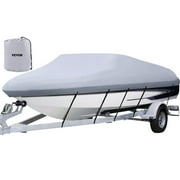 VEVOR Waterproof Boat Cover, 20'-22' Trailerable Boat Cover, Beam Width up to 106" Hull Cover Heavy Duty 210D Marine Grade Polyester Mooring Cover for Fits V-Hull Boat with 5 Tightening Straps