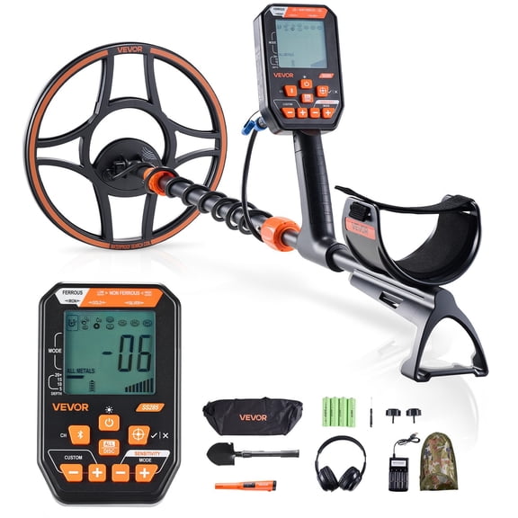VEVOR Waterproof Metal Detector, 12", Professional High Accuracy Gold Detector for Adults, with Display, Wireless Headphones, 7 Modes, Adjustable Length, for Detecting Gold Treasure Hunting, IP68