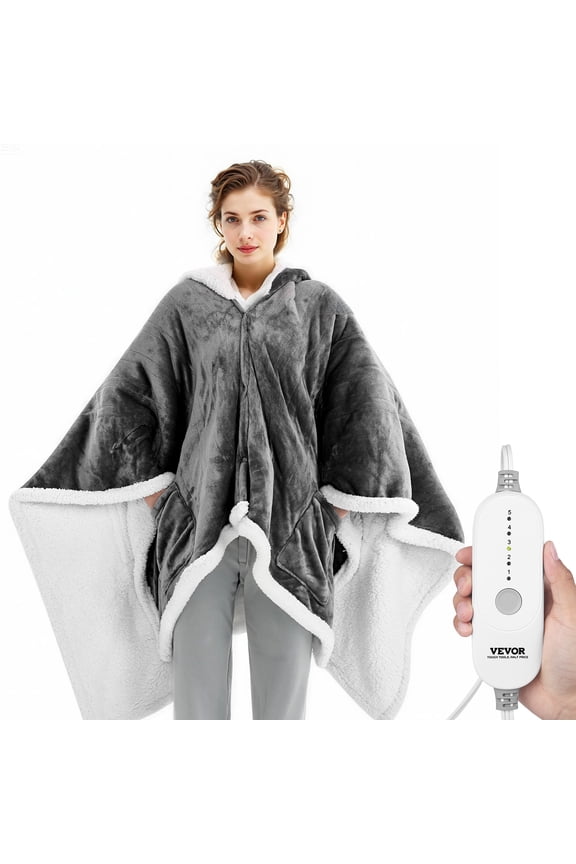 Wearable Heated Throw Blanket Electric Shawl, Portable Robe Blanket Hoodie for Women, 5 Heating Levels, 3H Auto Shut-Off, Overheat Protection,Winter for Adult Mom Girlfriend,Machine Washable