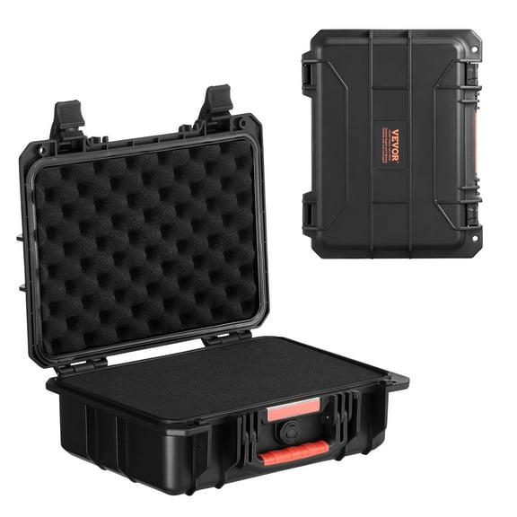 VEVOR Weatherproof Hard Case, Heavy Duty Protective Dry Box Case with Pre-cut Foam, and Retractable Pull Handles for Travel, Hunting, Military, Tactical, IP67 Waterproof Case for Cameras (40x32x16.6)