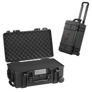 VEVOR Weatherproof Hard Case, Heavy Duty Protective Dry Box Case with Pre-cut Foam, Wheels & Retractable Pull Handles for Travel, Hunt, Military, Tactical, IP67 Waterproof Case for Cameras 64x51x25