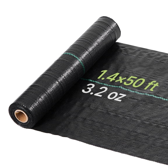 VEVOR Weed Barrier Fabric Heavy Duty, 1.4x50FT 3.2oz Landscape Fabric, Woven Weed Blocker Fabrics, Garden Fabrics Weeds Barrier, Weeds Control Ground Cover, Geotextile Webbing, Gardening Mat, Black