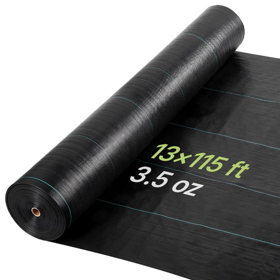 VEVOR Weed Barrier Fabric Heavy Duty, 13x115FT 3.5oz Landscape Fabric, Woven Weed Blocker Fabrics, Garden Fabrics Weeds Barrier, Weeds Control Ground Cover, Geotextile Webbing, Gardening Mat, Black
