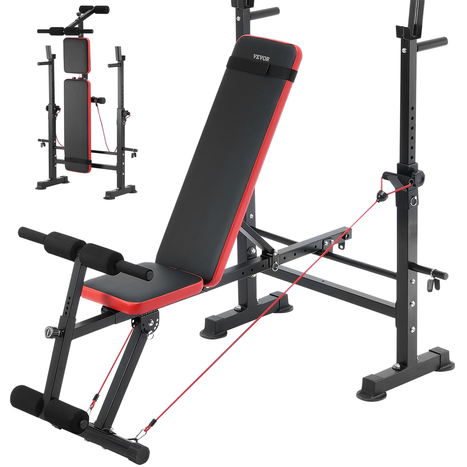 VEVOR Weight Bench, Multi-Functional Adjustable Weight Bench Press for Full Body Workout, 600lbs Exercise Sit up Bench for Home Gym Strength Training, Flat Bench with Quick Folding