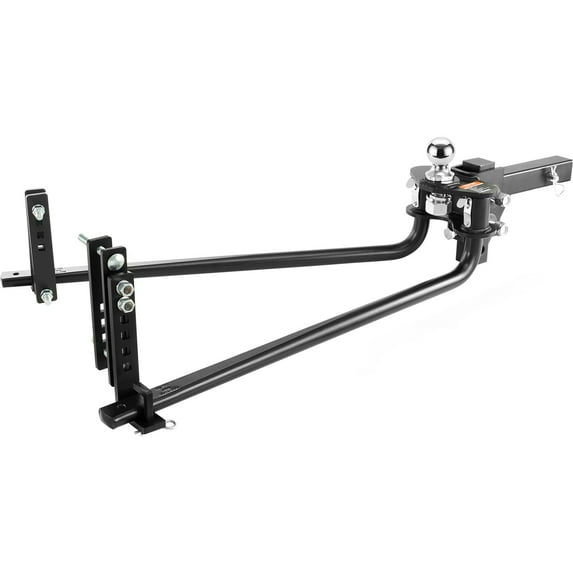 VEVOR Weight Distribution Hitch, 1,000 lbs Weight Distributing Hitches Kit with Sway Control for Trailer, 2-In Solid Steel Shank, 2-5/16 in Alloy Steel Ball, Powder Coated Load Leveling Hitch, Black