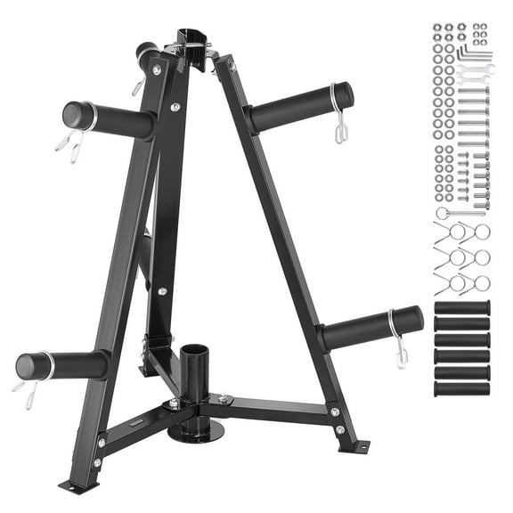 VEVOR Weight Plate Rack, Weight Plate Tree for 2-Inch Weight Plates, Standard Weight Plate Tree, 300 lbs Load Capacity Weight Storage Holder, Home Gym Barbell Rack Storage Stand, Black