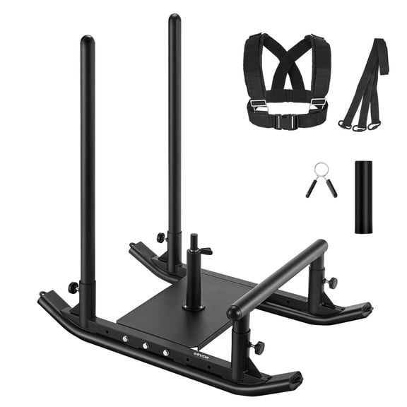 VEVOR Weight Sled, Steel Power Sled, Fitness Strength Training Sleds for Athletic Exercise Speed Improvement, Workout Fitness Equipment with Handle, Compatible with 1/2 in Weight Plates, Black