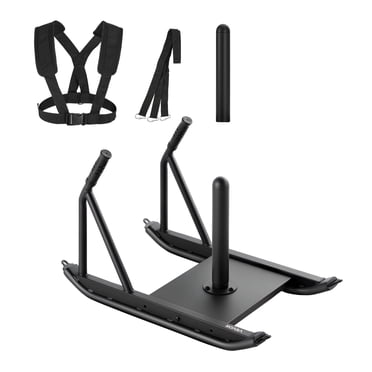 VEVOR Weight Sled, Steel Power Sled, Fitness Strength Training Sleds for Athletic Exercise Speed Improvement, Workout Fitness Equipment with Handle, Compatible with 1/2 in Weight Plates, Black