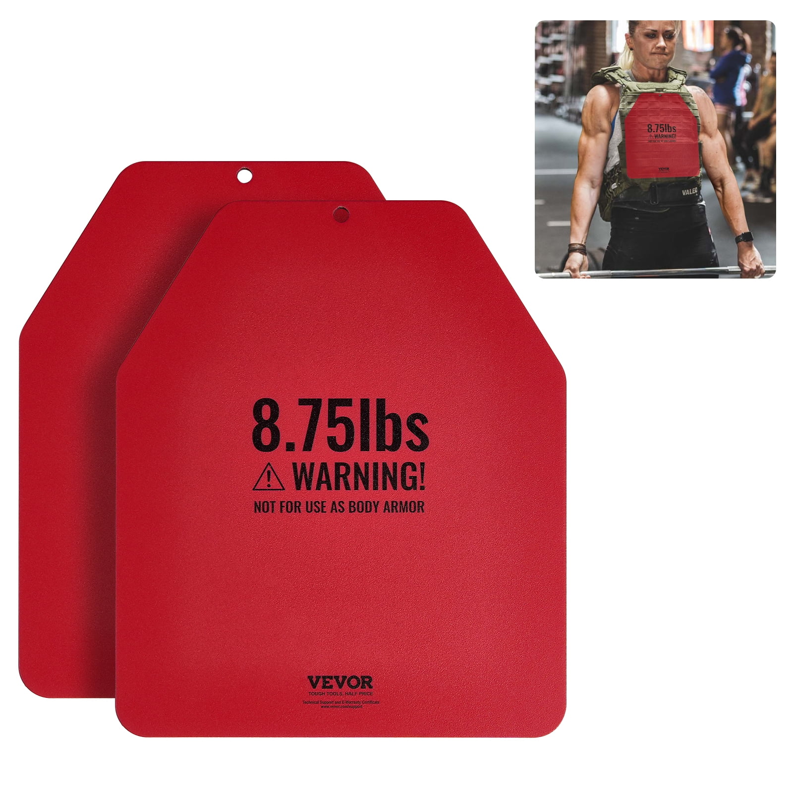 VEVOR Weight Vest Plates, 8.75 LB Pairs, Premium Steel Weighted plates, Contoured Ergonomic Fit – WODs, Additional Weight for Weight Vests, for Strength Training, Running, Fitness, Heavy Workouts