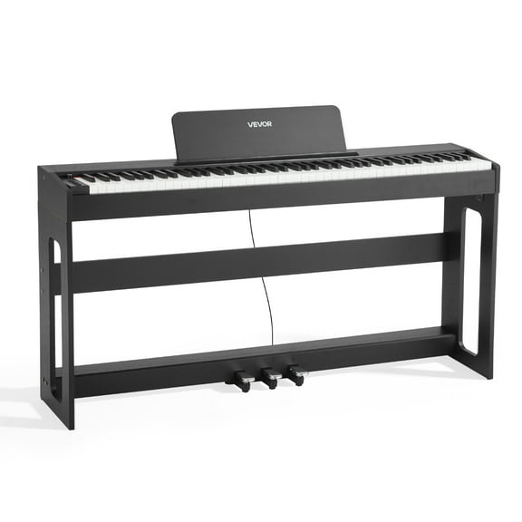 VEVOR Weighted Digital Piano, 88 Keys Fully Weighted, Electric Piano Keyboard with Furniture Stand, Power Adapter, Triple Pedal, Record Function, 280 Tones, Wireless Connection, for Beginners, Black