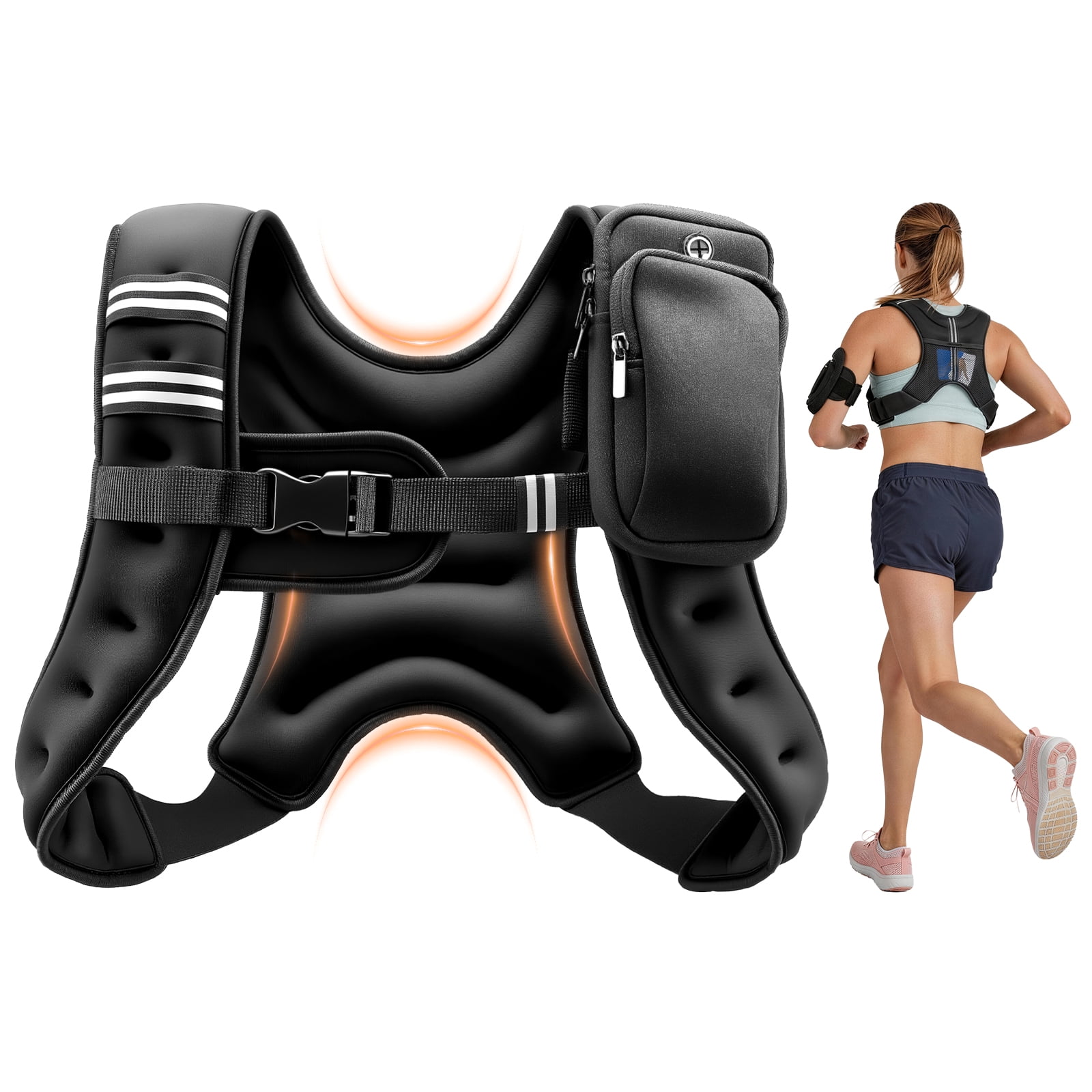 VEVOR Weighted Vest, 6 lbs Body Weight Vest for Men Women, with Reflective Stripe, Adjustable Buckle, Workout Equipment for Strength Training, Running, Jogging, Fitness, Muscle Building, Weight Loss