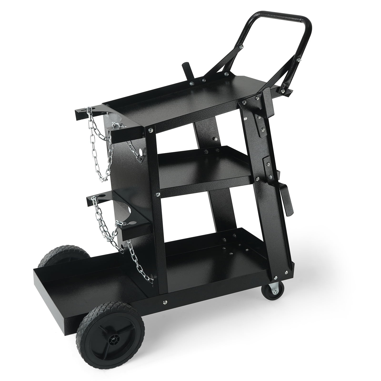 VEVOR Welding Cart, 3-Tier Welder Cart Heavy Duty with 400 Lbs Weight Capacity, 360° Swivel Wheels, Tank Storage Safety Chains, Rolling MIG Welder Cart for TIG,ARC,MMA,Plasma Cutter Welding Machine