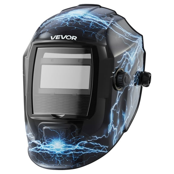 VEVOR Welding Helmet Auto Darkening, 3.66" x 1.69" True Color Welding Hood, Solar Powered Welder Mask 2 Arc Sensors,Shade 4/9-13 for TIG MIG ARC Weld Grinding - CRIUS Series (Blue Lightning Pattern)