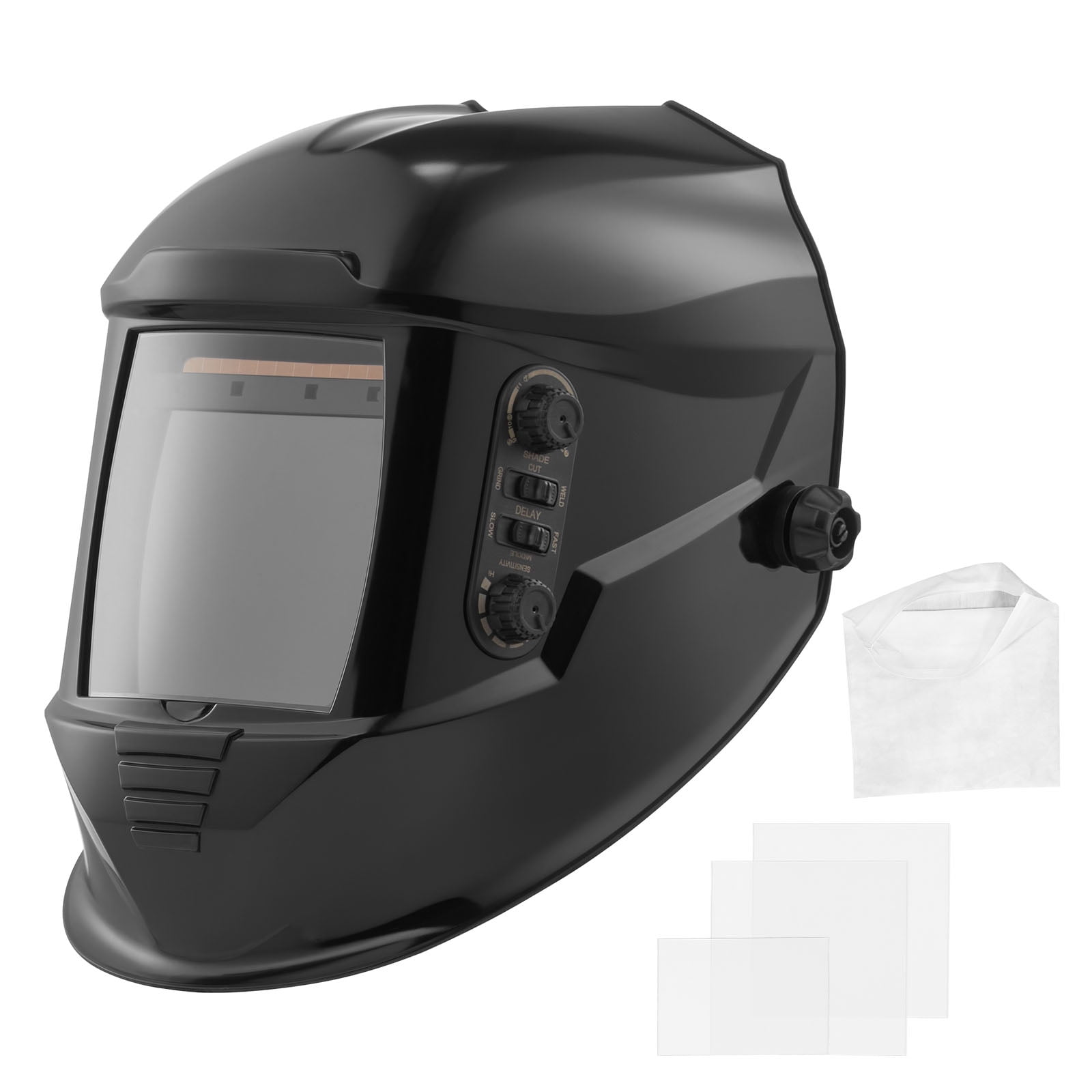 VEVOR Welding Helmet Auto Darkening, 3.94" x 3.74" True Color Welding Hood, 1/1/1/1 Solar-Powered Welder Mask 4 Arc Sensors,Wide Shade 4/5-9/9-13 for TIG MIG ARC Weld Grinding Cutting - METIS Series
