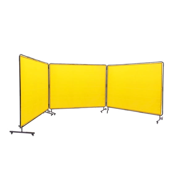 VEVOR Welding Screen with Frame, 6' x 8' 3 Panel Welding Curtain Screens, Flame-Resistant Vinyl Welding Protection Screen on 12 Swivel Wheels (6 Lockable), Moveable & Professional for Worksh