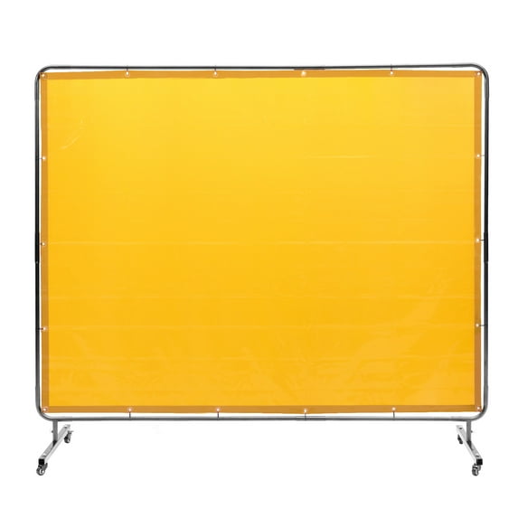 VEVOR Welding Screen with Frame,6' x 8' Welding Curtain Screen, Flame-Resistant Vinyl Welding Protection Screen on 4 Swivel Wheel (2 Lockable), Moveable & Professional for Workshop/Industrial,Yellow