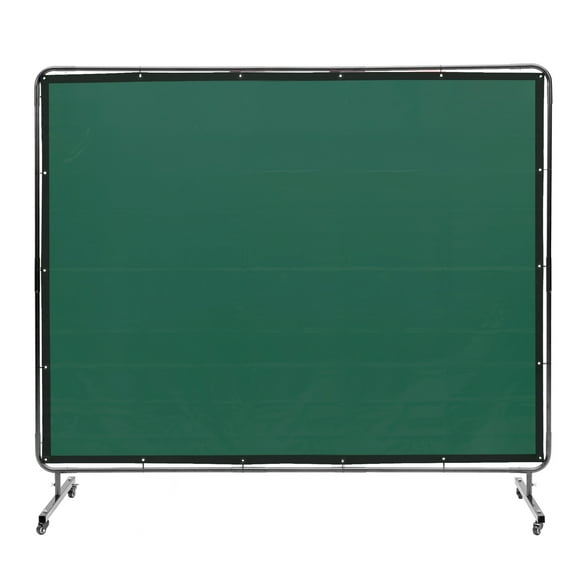 VEVOR Welding Screen with Frame, 6' x 8' Welding Curtain Screen, Flame-Resistant Vinyl Welding Protection Screen on 4 Swivel Wheels (2 Lockable),Moveable & Professional for Workshop/Industrial,Green