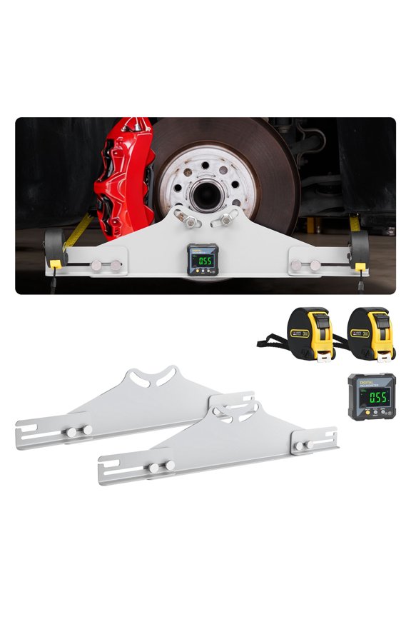 Wheel Alignment Tool, 2 PCS Carbon Steel Heavy Duty Toe & Camber Alignment Plates with Digital Angle Finder, 2 Measuring Tapes, Accurate Automotive Wheel Tools for Home Use, Fits Car Truck SUV