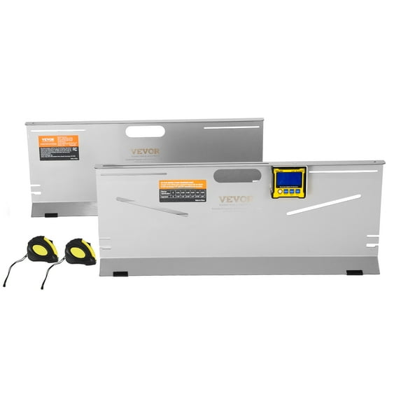 VEVOR Wheel Alignment Tool, 2-Pack Toe Plates, Camber/Caster/Toe Gauge 0.1° Accuracy, Stainless Steel Tool Plate, Magnetic Slots and 6 Alignment Rods, Includes 2 Measuring Tapes & Conversion Chart