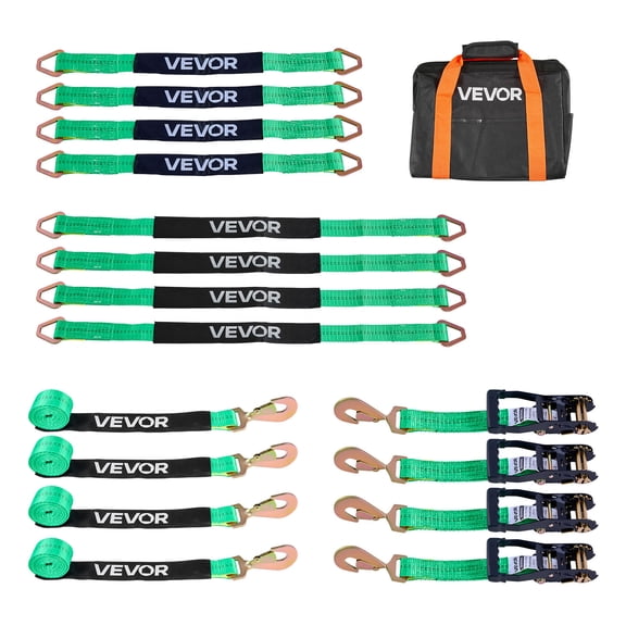 VEVOR Wheel Chock Tie-Down Kit, Axle Type Trailer Tie Down Strap, Car Tie Down Kit with Spring Hook, Break Strength 10009 lbs & Working Load 3333 lbs Motorcycle Tie-Down System for ATV, UTV, Trailers