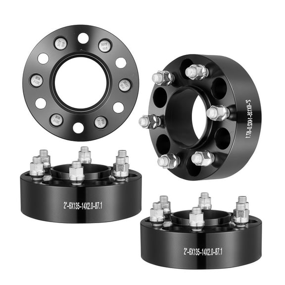 VEVOR Wheel Spacers, 2" 6"x5.3" Wheel Adapters, 6 Lug Forged Spacer, 87.1 mm Bore Hubcentric M14 x2 Studs Spacers, Fit for Ford Expedition, F150, Lincoln Navigator, 4 PCS Black