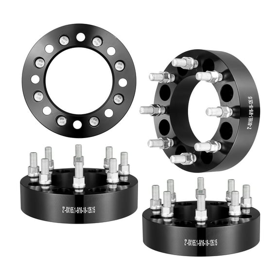 VEVOR Wheel Spacers, 2" 8"x6.5" Wheel Adapters, 8 Lug Forged Spacer, 126 mm Bore Hubcentric 9/16"-18 Studs Spacers, Fit for Dodge Ram 2500, Ram 3500 and Ford F250, F350, 2 PCS Black