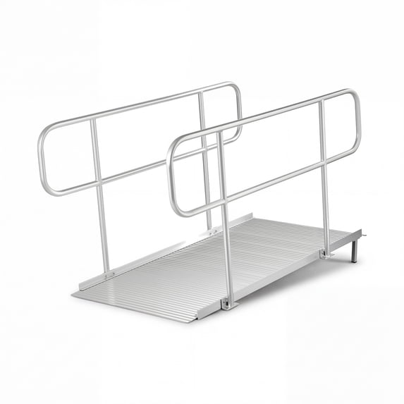 VEVOR Wheelchair Ramp with Handrails, 71.1 x 32.7 in, Heavy Duty Wide Aluminum Wheelchair Ramp with Adjustable Legs, 1000 lbs Capacity, Portable Threshold Ramps for Home Steps, Stairs, Doorways,Curbs