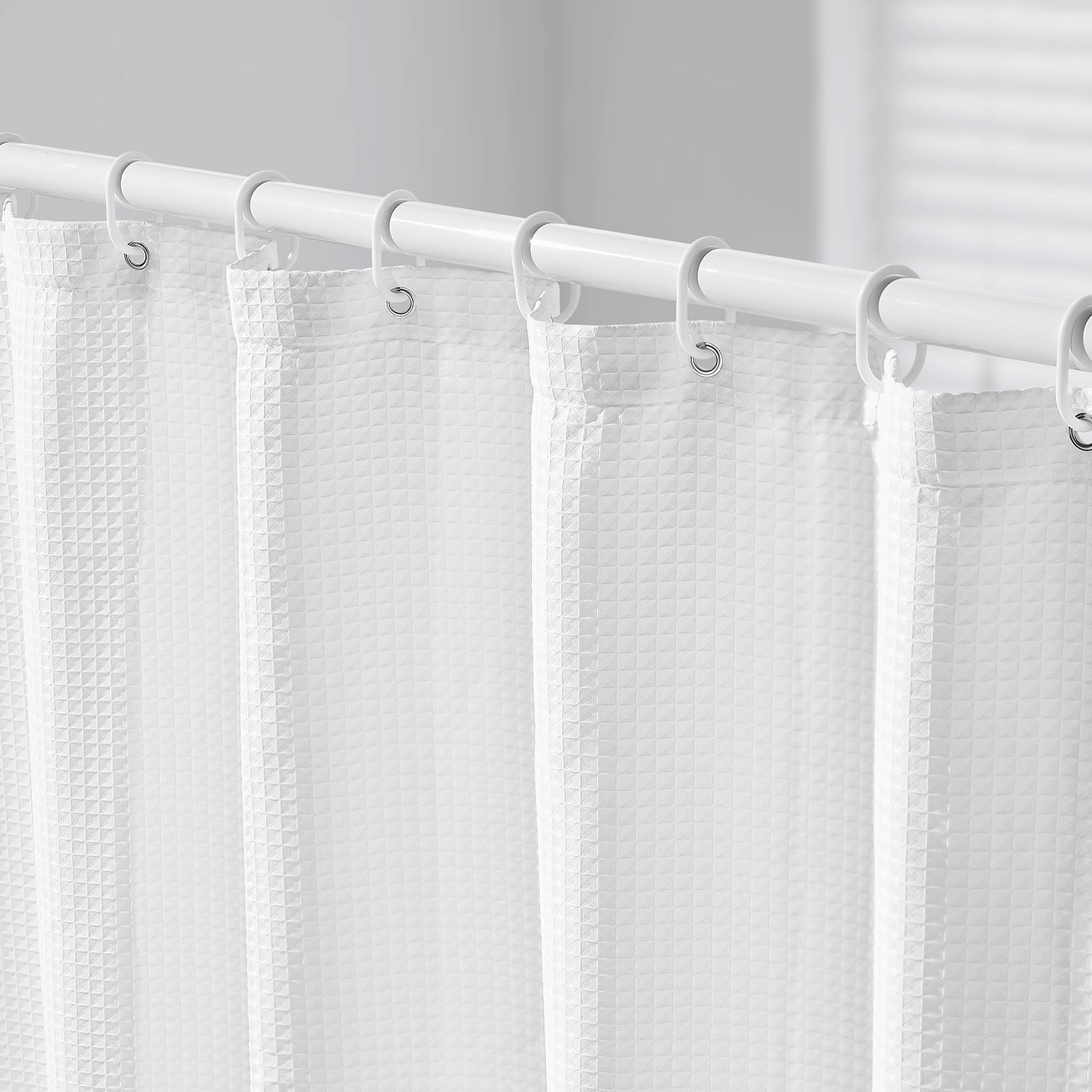 VEVOR White Waffle Weave Shower Curtain - 240 GSM Polyester With Stainless Steel Grommets, 72x72 Inches