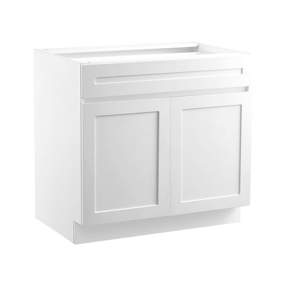 VEVOR White Shaker Base Cabinet with Drawer, 30-Inch Unassembled Drawer Base Cabinet, 30" W x 24" D x 34.5" H Ready to Assemble Cabinet with Soft-Close Doors and Adjustable Shelf, for Home Office