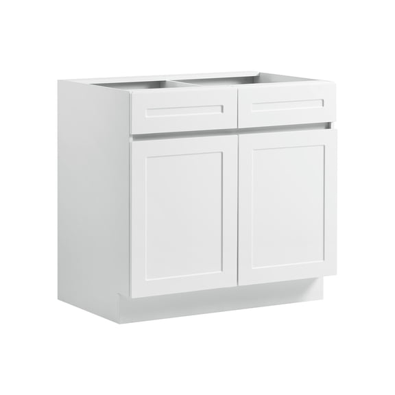 VEVOR White Shaker Base Cabinet Ready to Assemble, 36"W Unassembled Cabinet, 36" W x 24" D x 34.5" H, with 2 Doors, 2 Drawers, Adjustable Shelf, Soft-Close Hardware, for Home, Office,and Laundry Room