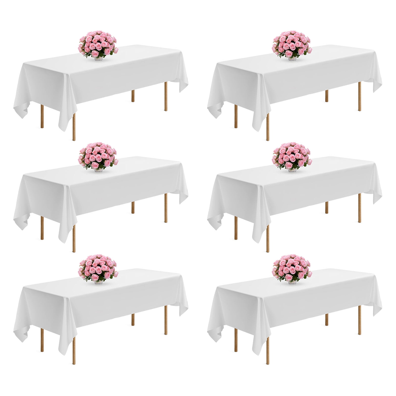 VEVOR White Tablecloths for Rectangle Tables, 6 Pack, 60 x 102 Inches ...