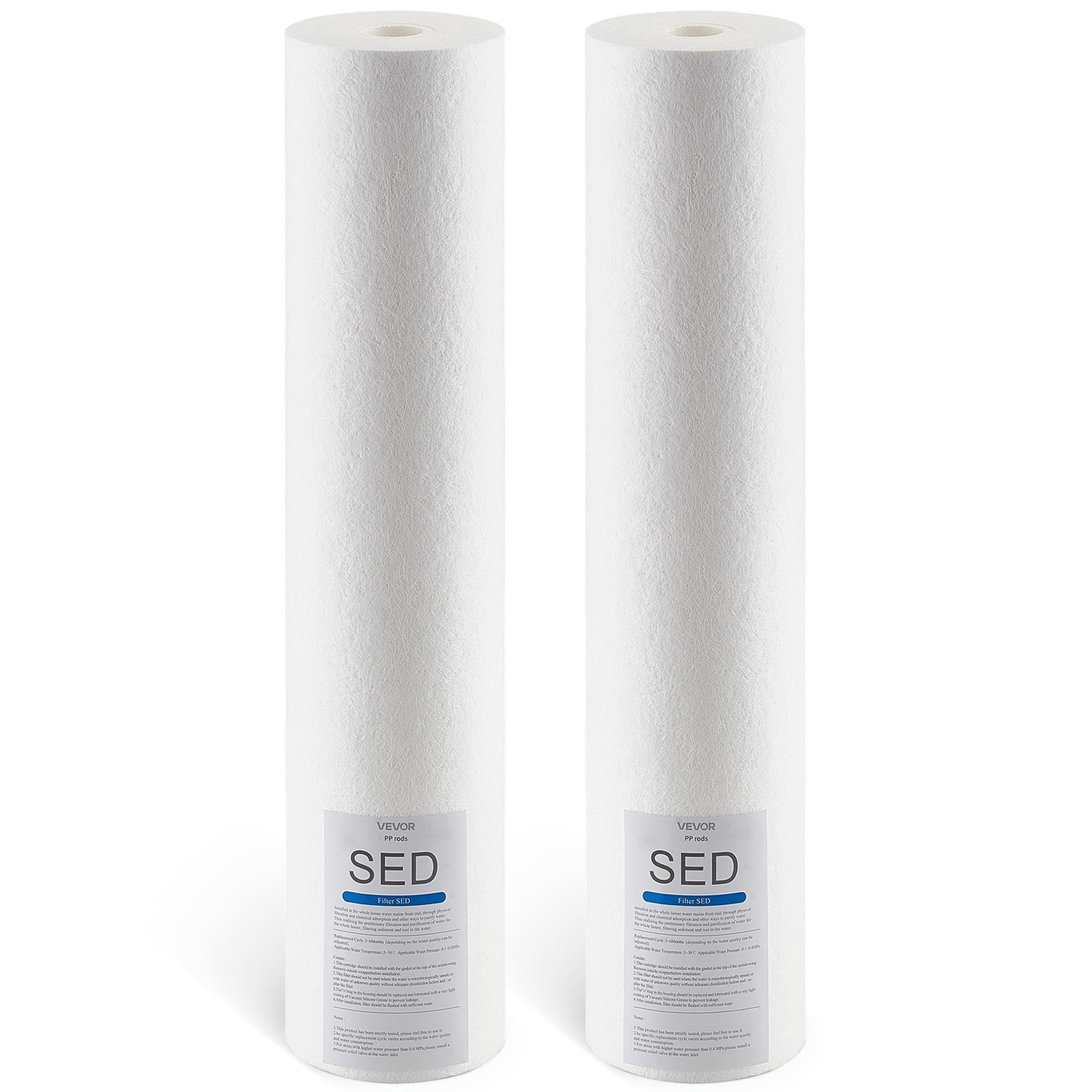 VEVOR Whole House Water Filter Replacement Cartridge, 4.5" x 20" Polypropylene Sediment Filter for 3-Stage Whole Home Water Filtration System, Reduce Sand, Rust, Chlorine, Bad Taste, Odor