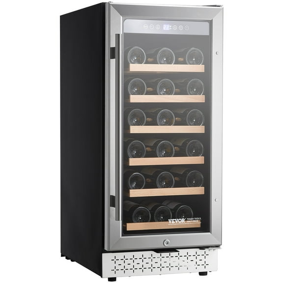 VEVOR Wine Cooler, 28 Bottle Wine Fridge, Mini Wine Cooler Refrigerator with Glass Door, Adjustable Shelves, Digital Temperature Control, Built-in & Freestanding Cooler Fridge for Home, Office, Bar