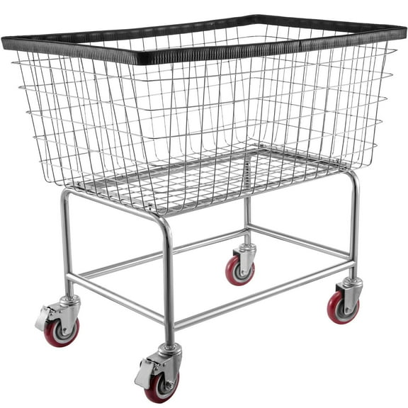 VEVOR Wire Laundry Cart, 4.5 Bushel Wire Laundry Basket with Wheels, 35''x15.7''x22'' Commercial Wire Laundry Basket Cart, Steel Frame with Chrome Finish, 5'' Casters, Wire Basket Cart for Laundry