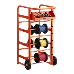 VEVOR Wire Spool Rack, 11 Rods, Multi-Spool Wire Rack Dispenser, Cable Caddy with Wheels,Cable Holder with Storage Tray for Wiring Storage,for Electrical, Industrial & Retail Use,Working Efficiency