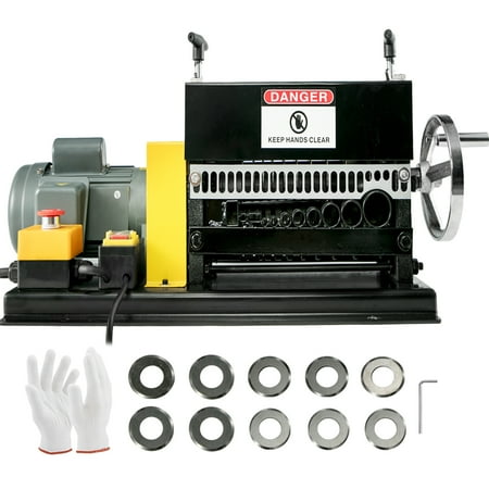 VEVOR Wire Stripping Machine 0.06" -1.5",Automatic or Hand-crank Wire Stripper Machine 11Holes & 10 Blades, Automatic Wire Stripping Tool Motor Rated Speed 1400Rpm,for Recycling Copper Wire